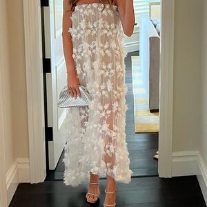 Athena Strapless High-Low Applique Gown by Helsi